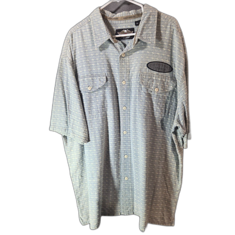 Harley-Davidson Men's 2XL Button Down Shirt Barbed Wire Stitch Patch